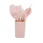 Homezem Silicone Kitchen Spoon Utensil Set, 11 Piece (Pink)