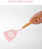 Homezem Silicone Kitchen Spoon Utensil Set, 11 Piece (Pink)