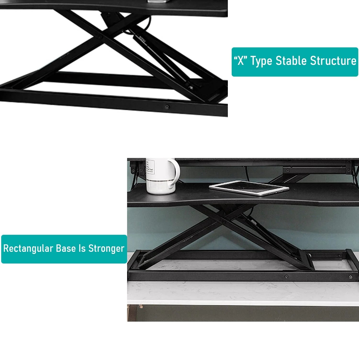 Homezem Height Adjustable Standing Table Computer Lifting Laptop Desk Converter Desk Lifting Legs 80 X 40 X 15 CM (Black)