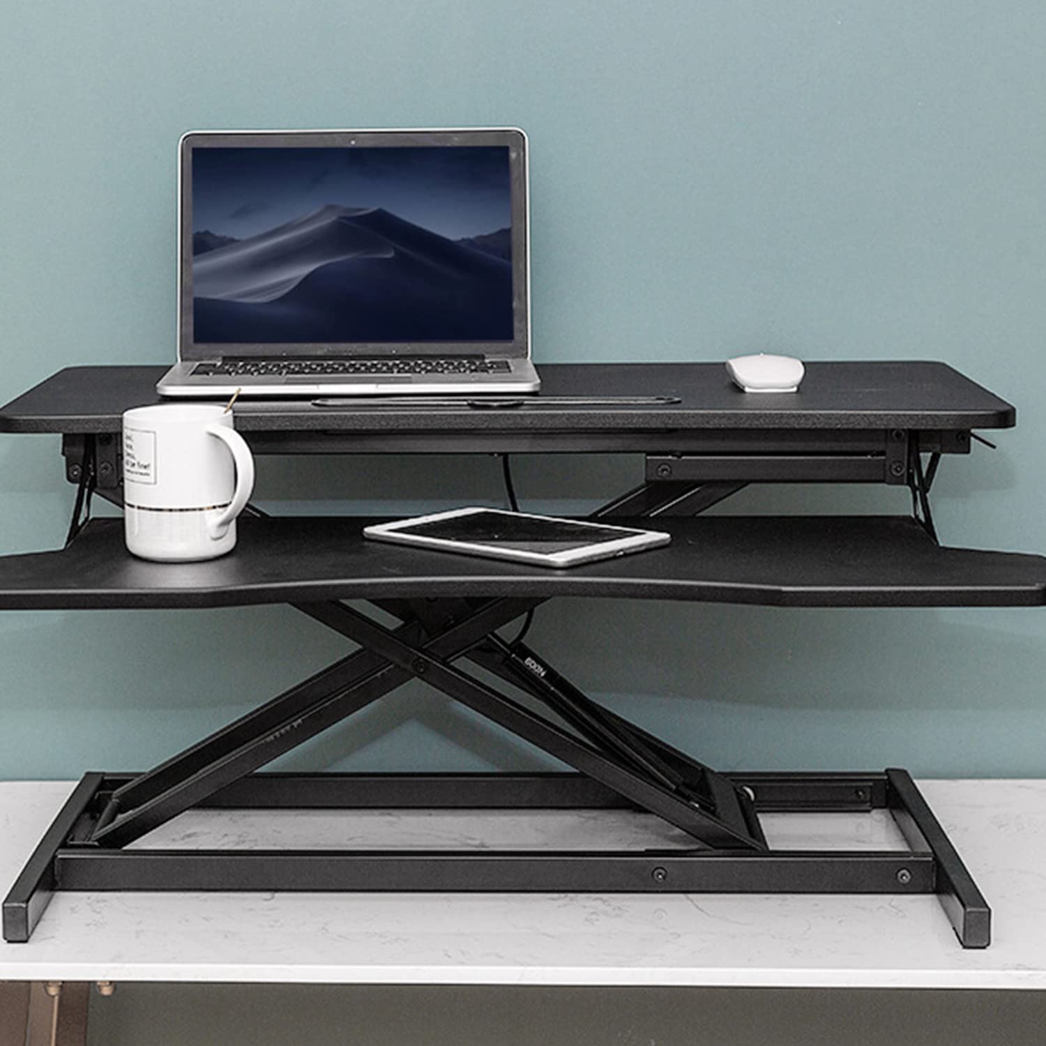 Homezem Height Adjustable Standing Table Computer Lifting Laptop Desk Converter Desk Lifting Legs 80 X 40 X 15 CM (Black)