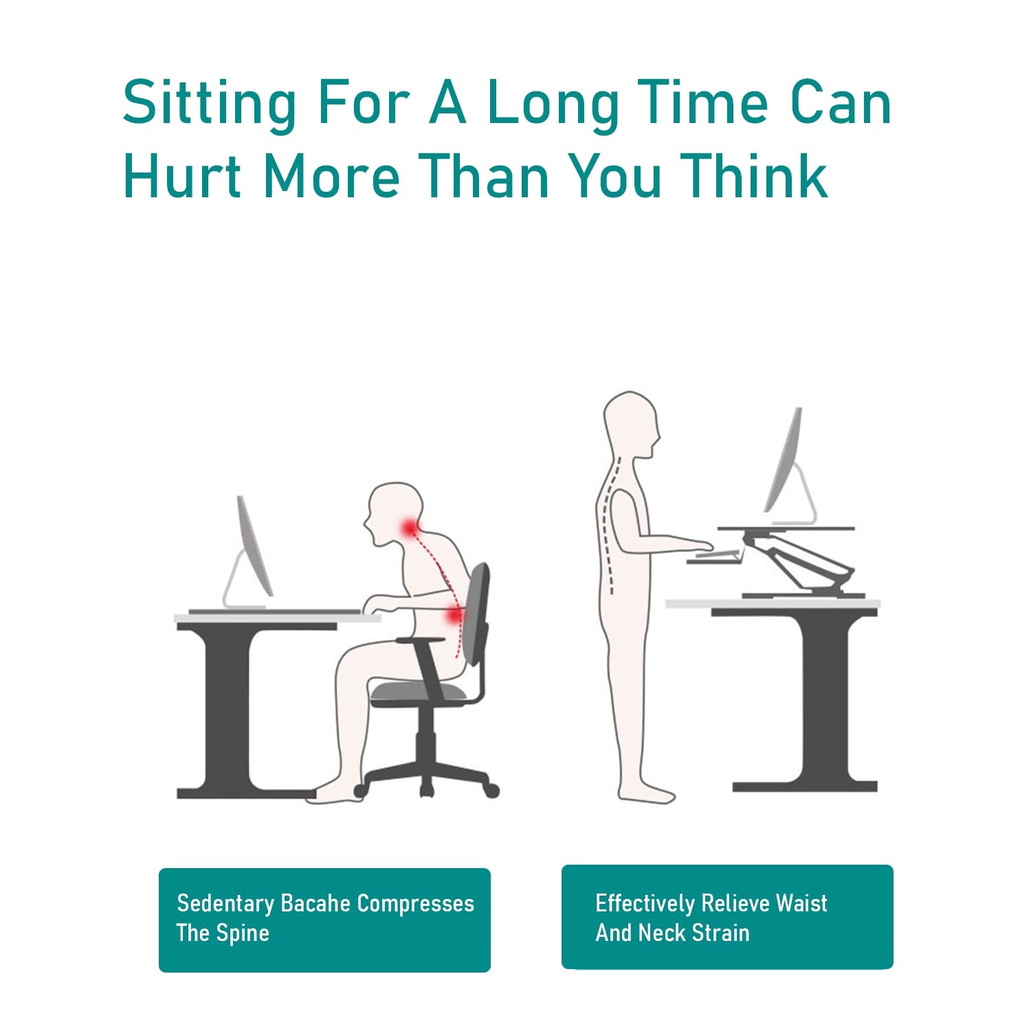 Homezem Height Adjustable Standing Table Computer Lifting Laptop Desk Converter Desk Lifting Legs 80 X 40 X 15 CM (Black)