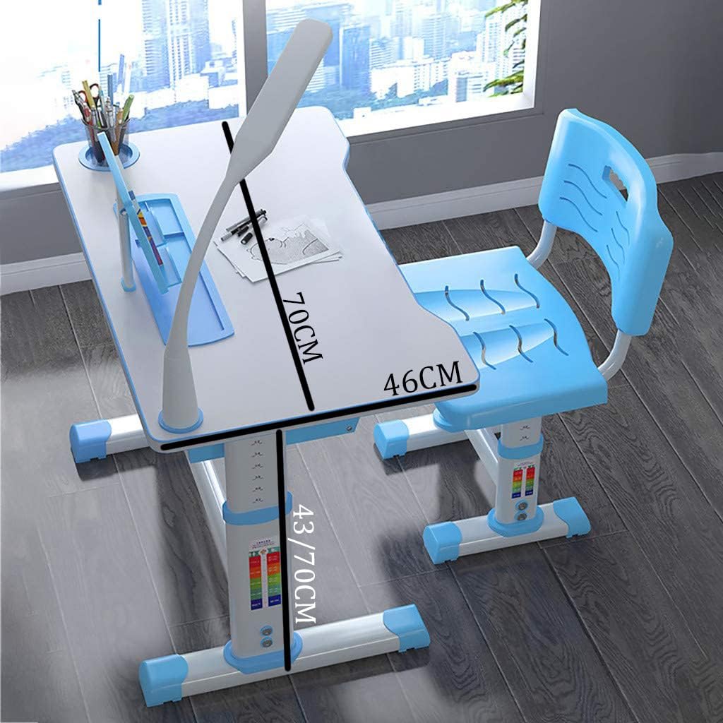 Homezem Kids Height Adjustable Desk And Chair Set Study Table Writing Desk With Eye Protection Lamp Bookshelf (Polished, 70Cm Upgraded Pink)