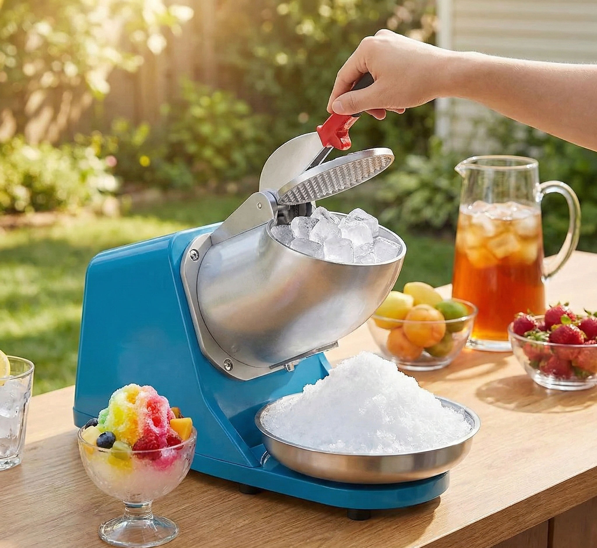 Homezem Electric Double Blade Food Ice Crusher, 220V, for Beverage Making