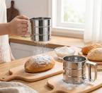 Homezem Baking Stainless Steel Shaker Sieve Cup Manual Flour Sifter with Measuring Scale Mark for Flour Icing Sugar