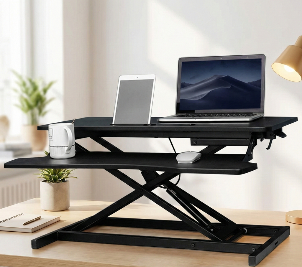 Homezem Height Adjustable Standing Table Computer Lifting Laptop Desk Converter Desk Lifting Legs 80 X 40 X 15 CM (Black)