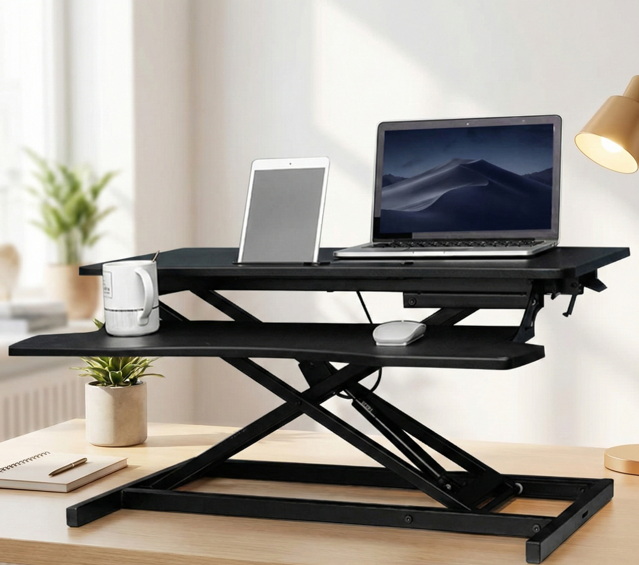 Homezem Height Adjustable Standing Table Computer Lifting Laptop Desk Converter Desk Lifting Legs 80 X 40 X 15 CM (Black)