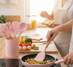 Homezem Silicone Kitchen Spoon Utensil Set, 11 Piece (Pink)
